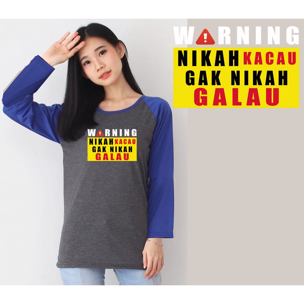 Kaos Raglan Abu Tua Lengan Panjang Gambar &quot;Nikah&quot;