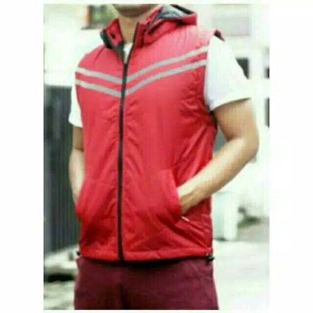 Jaket rompi parasut motor list dark glow