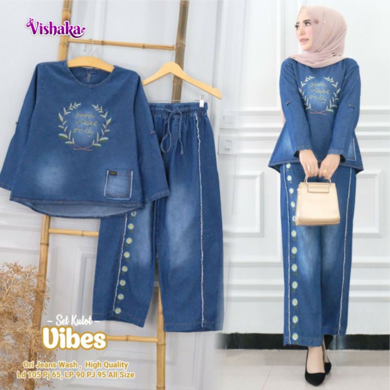 setelan celana jeans/ setelan jumbo bahan jeans