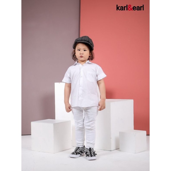 KEMEJA K&E PENDEK PUTIH / KEMEJA POLOS ANAK / KEMEJA ANAK