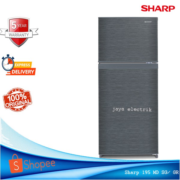 Kulkas 2 Pintu SHARP SJ 195 MD SG SR Low Watt Garansi resmi 5TH Tanpa Bunga Es