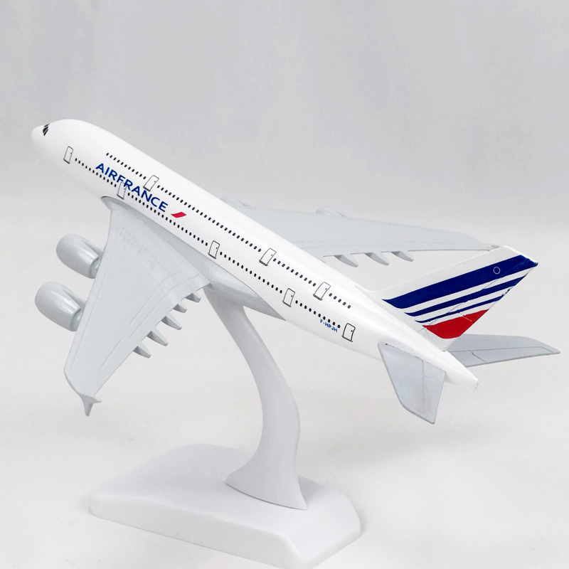 Air France A380 Model Pesawat Terbang Airbus 380 Bahan Alloy Diecast 20CM Dengan Display Stand