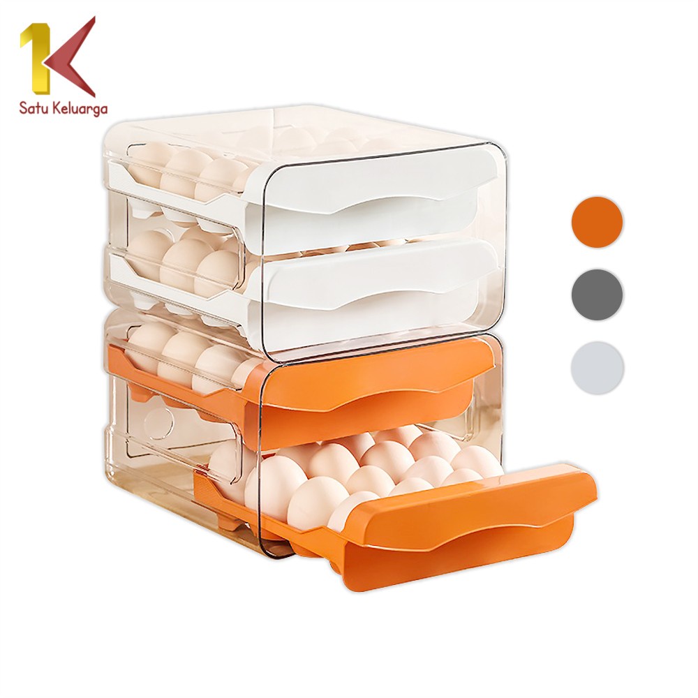 Satu Keluarga Tempat Telur 2 Tingkat C410 Box Penyimpanan Telor Rak Serbaguna / Egg Storage Box Orga