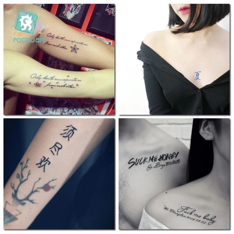 Tato Huruf Cina Tato Palsu Taty Tatouage Tubuh Seni Tahan Air Tato Sementara Stiker MODEL HC CHINA