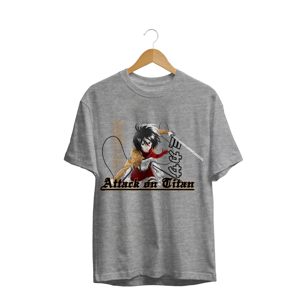 T-SHIRT KAOS DISTRO ANIME ACKERMAN FIGHTER MIKASA SHINGEKI NO KYOJIN AOT PREMIUM