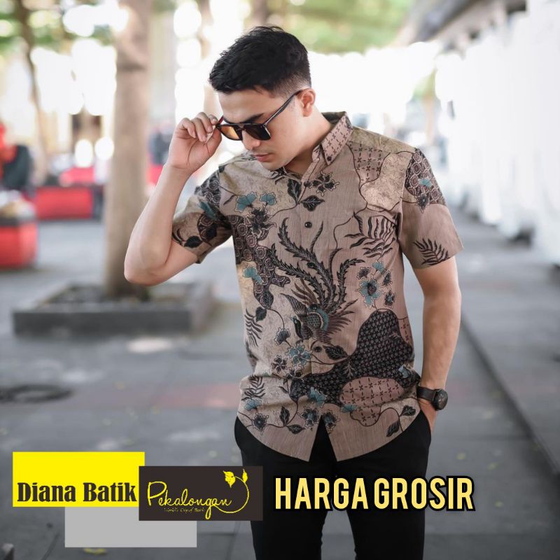 TERBARU Baju Kemeja Batik Pria Lengan Pendek MAHKOTA Saku Depan Katun M L XL XXL