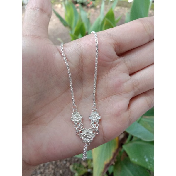 Perak Murni atau Perak 999 Kalung Mawar rantai dewasa remaja