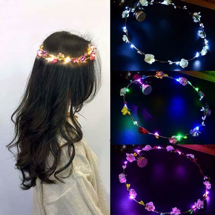 Bando Mahkota Bunga Anak Dengan LED / Flower Crown Anak