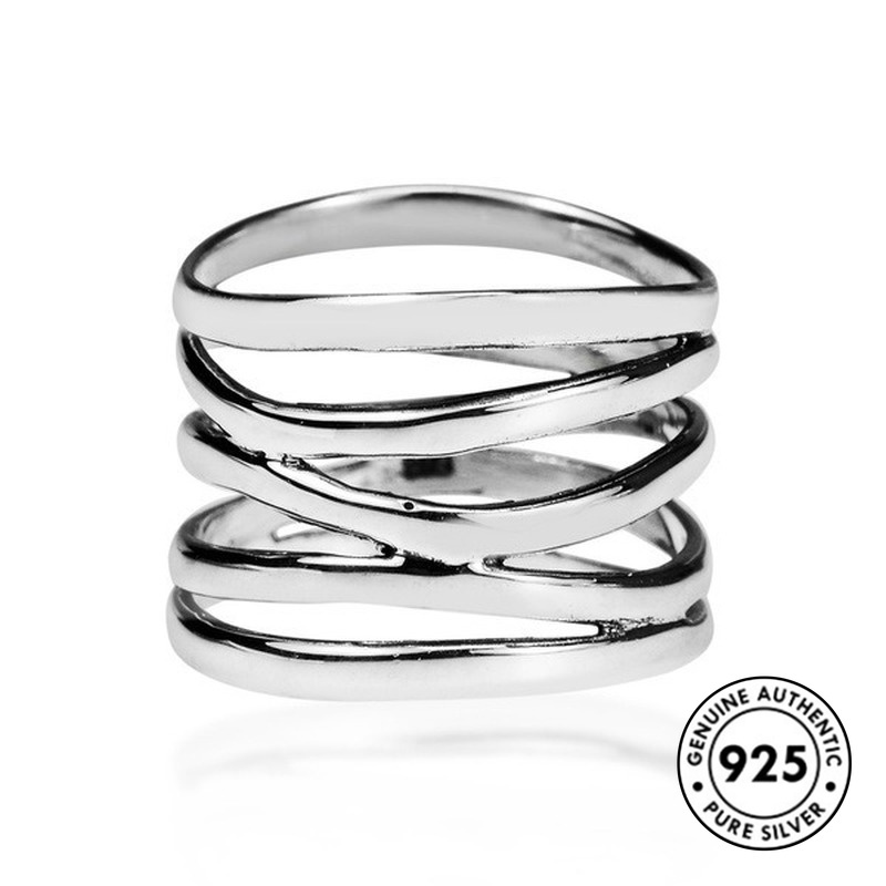 Cincin Lapis Silver S925 Model Tali Kepang Gaya Punk Unik