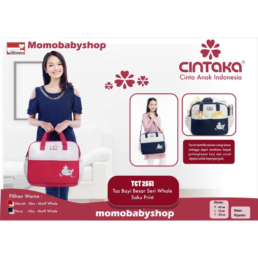 Cintaka TCT2551 Tas Bayi Besar Seri Whale Saku Print - Tas Popok Bayi