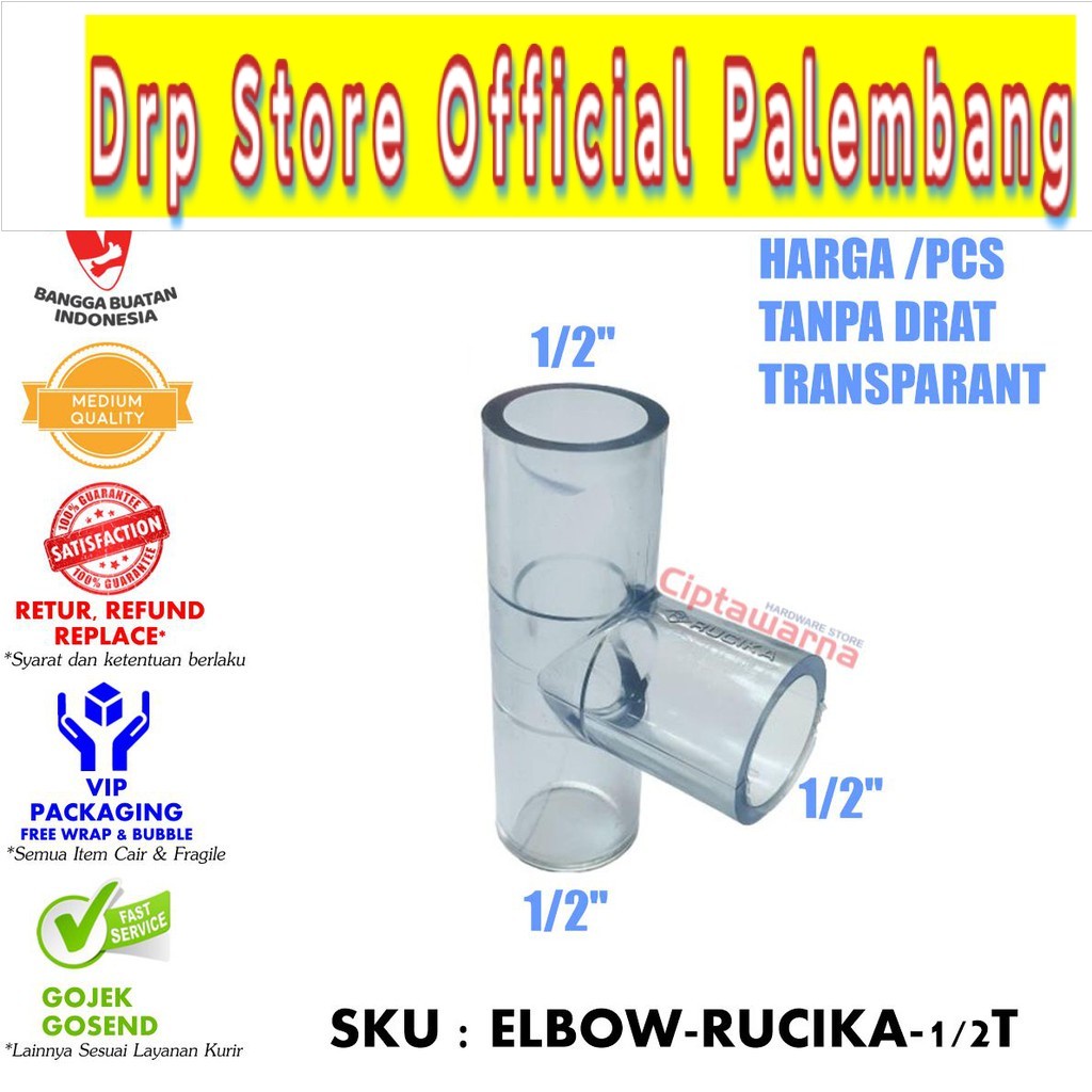 Fitting PVC Transparan Rucika Tee AW - 1/2 - Elbow Aw