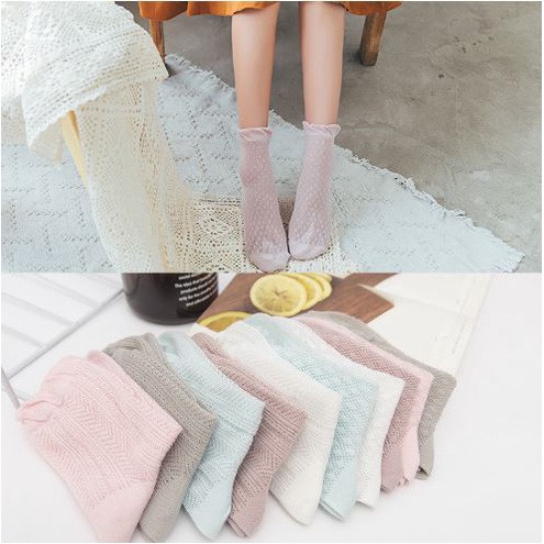 LS-15 Kaos Kaki Socks Stoking Renda Rajut Lace Lolita Cosplay Maid Jepang