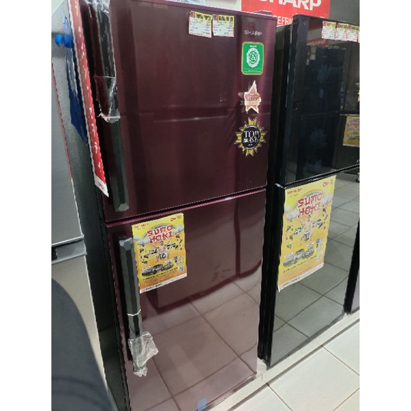 KULKAS SHARP 2 PINTU GLASS LOOK SERIES SJ246GCSR/SD