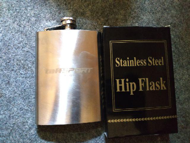 Botol Minum Wine Flask Stainless Steel Bentuk Kotak Flask Hip Square Shape 8oz - Silver