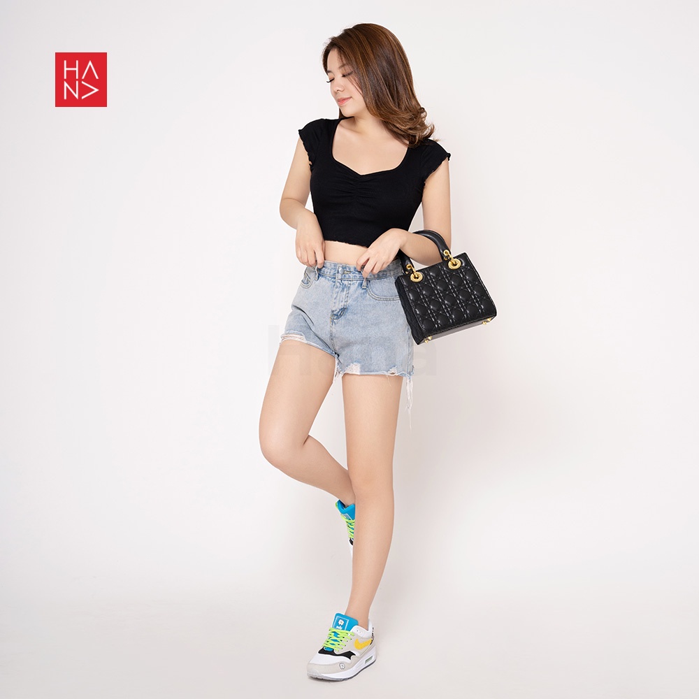 HanaFashion JKT - Rei Knit Crop Top Rajut Wanita - CT196