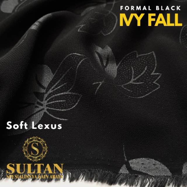 50CM EMBOS IVY FALL SOFT LEXINA FORMAL BLACK/ HITAM PEKAT KAIN ABAYA SULTAN (BAHAN FORMAL JETBLACK) 
