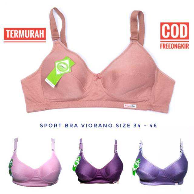 BIG SALE Termurah Bh Wanita Sport Bra Viorano Tanpa Kawat Size 34-46 / Bra Wanita Katun Adem Kait 2