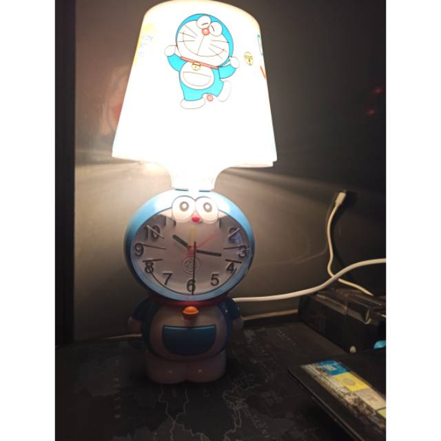 Jam weker Lampu Tidur Tudung Doraemon hello kitty Duduk