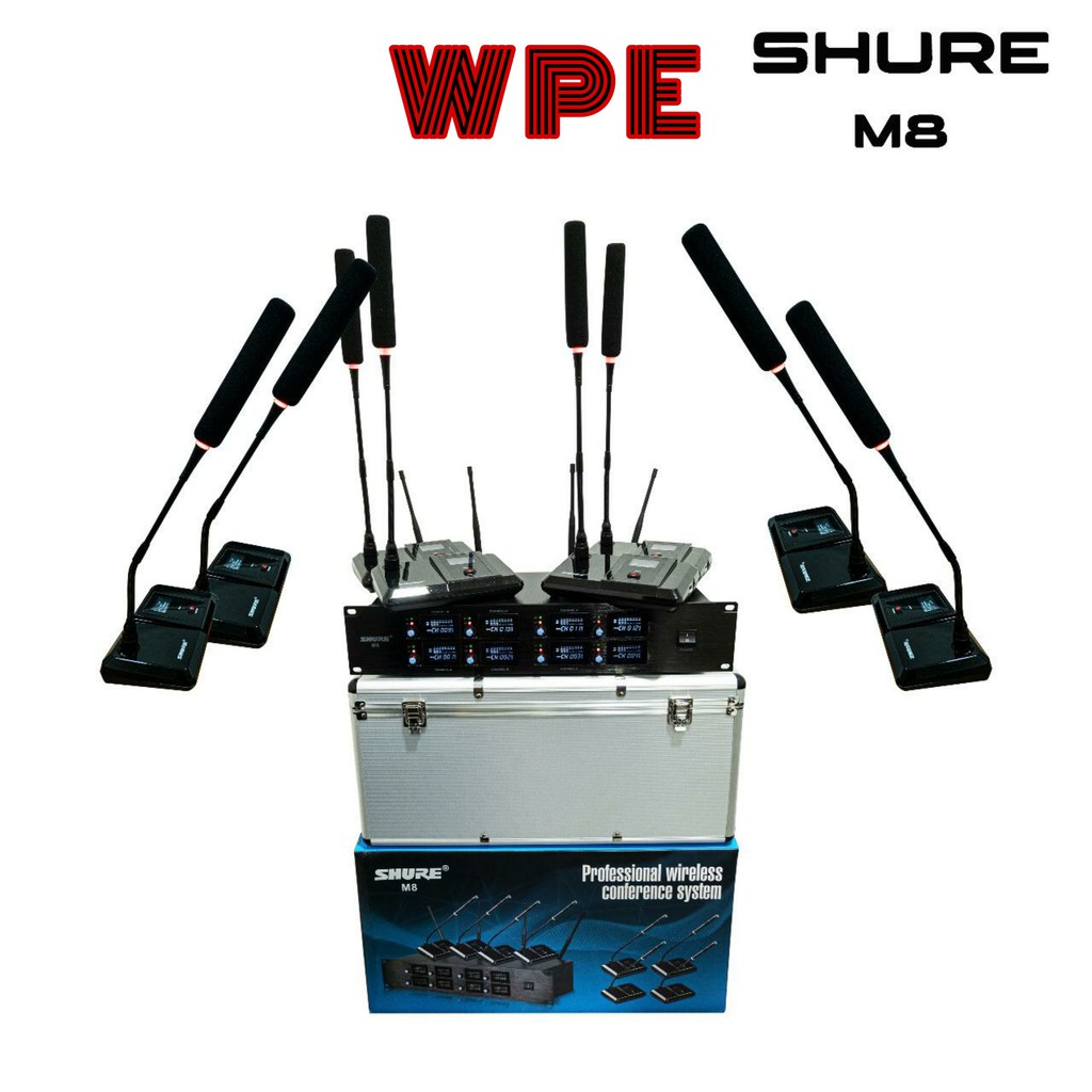Mic Wireless Podium Shure M8 - 8 Mic Meja