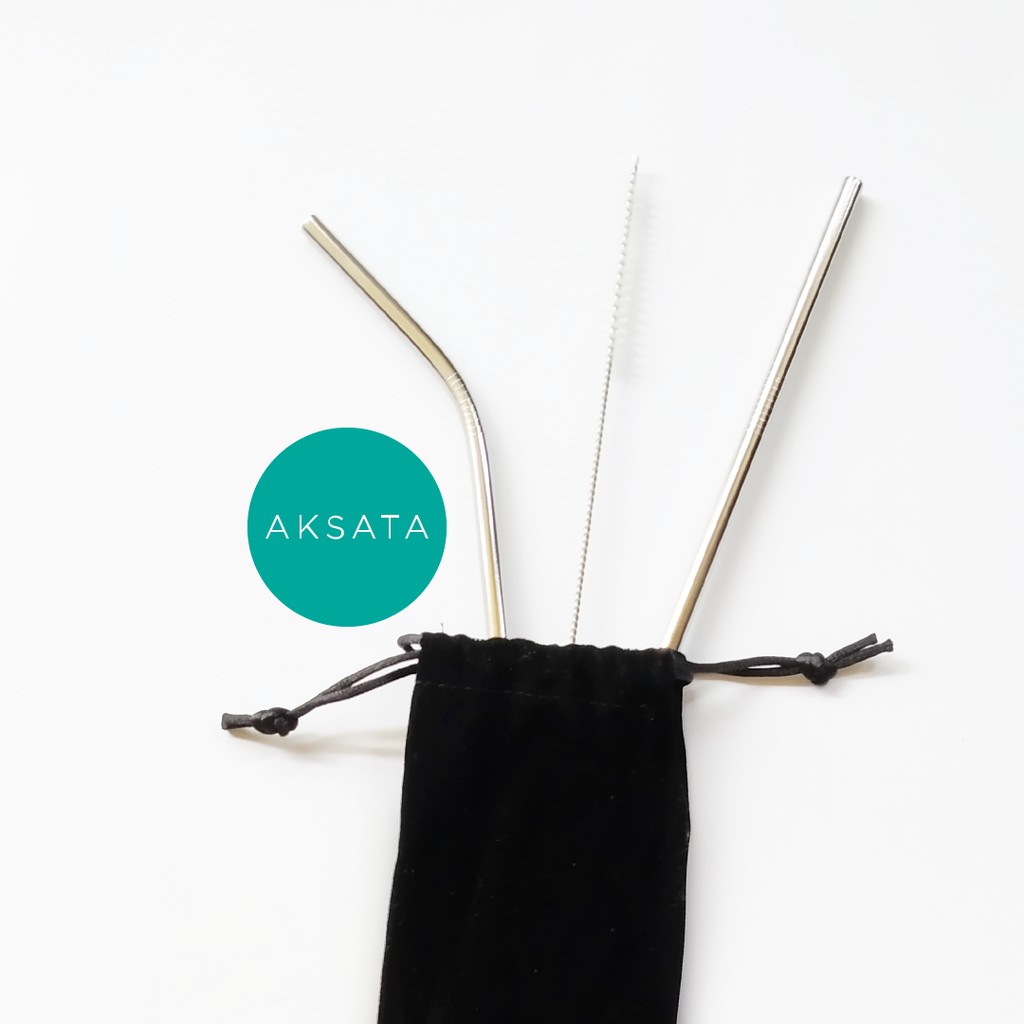 

Fullset 2 Sedotan Stainless Steel Straw Lurus Melengkung Pouch Sikat - Hitam