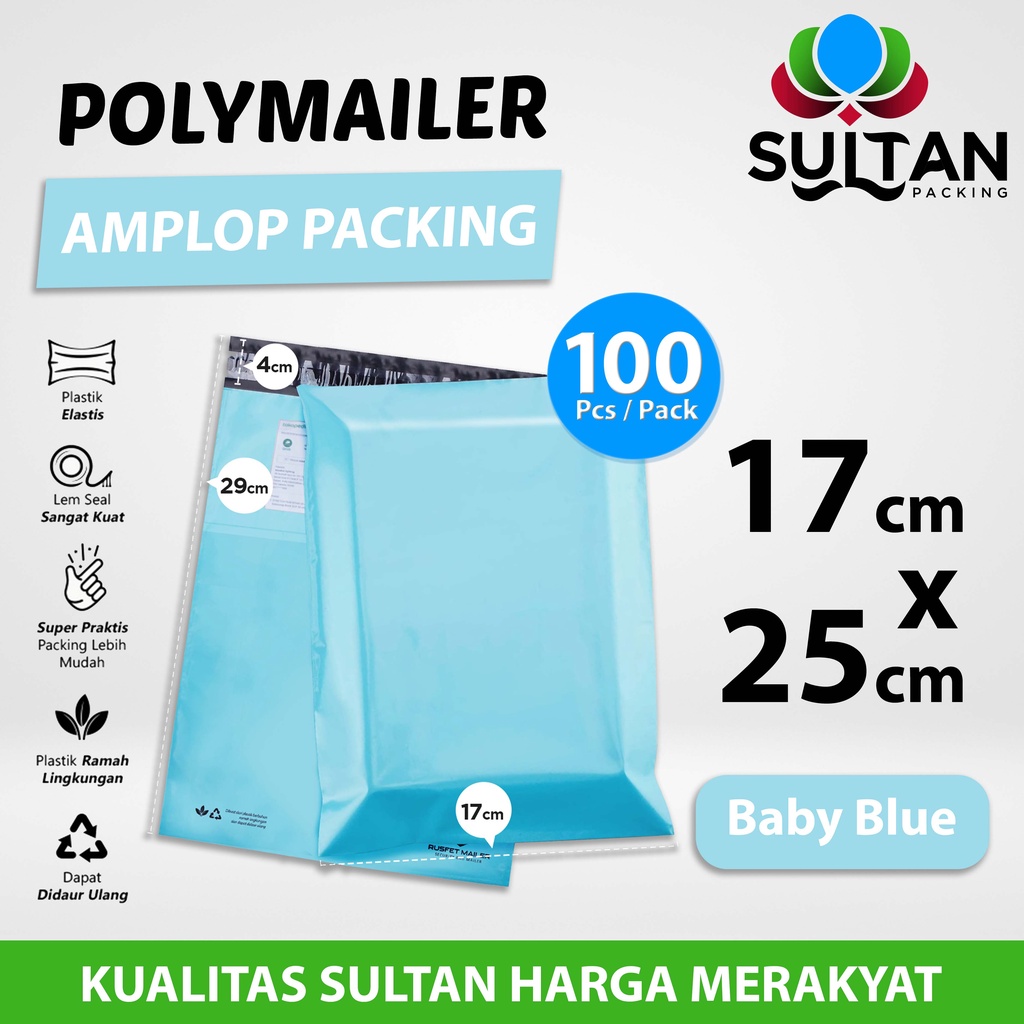 

Polymailer Amplop Packing 17cm x 25cm Tosca / Baby Blue Rusfet Premium PACK