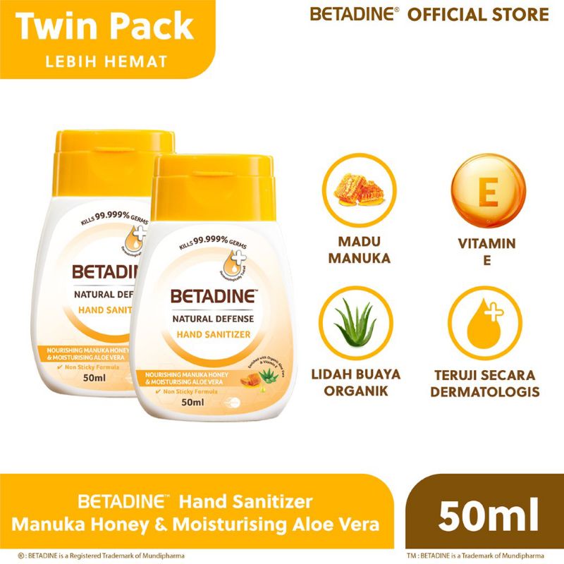 BETADINE HAND SANITIZER MANUKA HONEY 50ml Twinpack