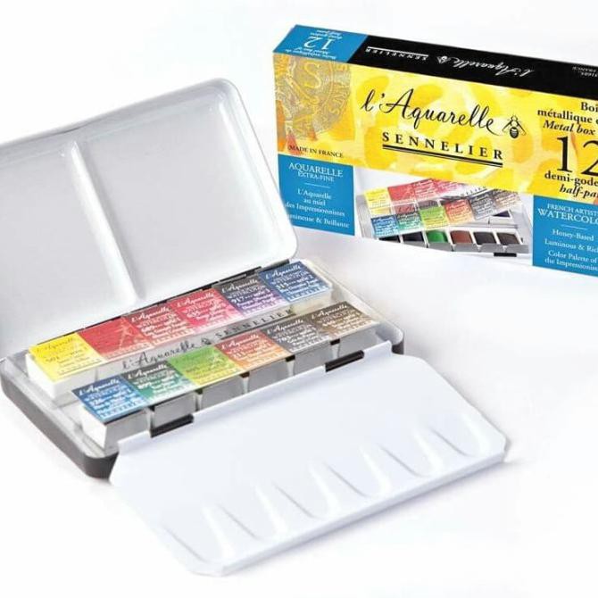 

Best Seller! Sennelier L'Aquarelle Artists Watercolor Paint Metal Box Pocket Set 12 Murah