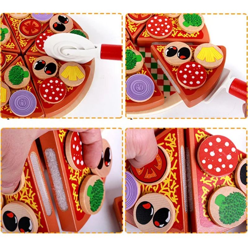 wooden pizza toys / mainan pizza kayu / mainan masak masak anak / kitchen toys