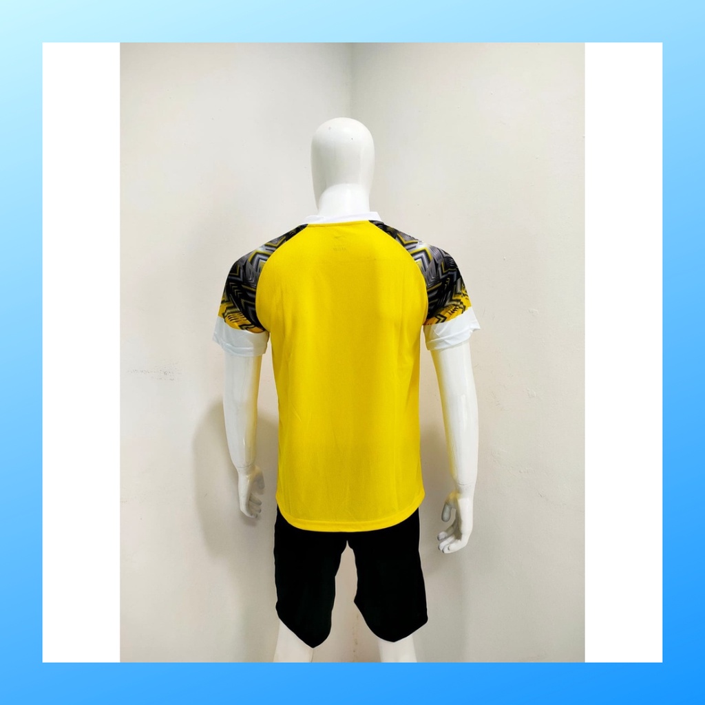 Kaos bulutangkis pria baju badminton dan celana jersey setelan wanita dewasa t-shirt outfit seragam jarsey kostum olahraga pakaian apparel sport jersy bulu tangkis casual jersi sudirman thomas uber cup print custom suit L158 kuning polos