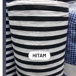 Bahan katun print salur/Kain katun salur/Hitam,navy