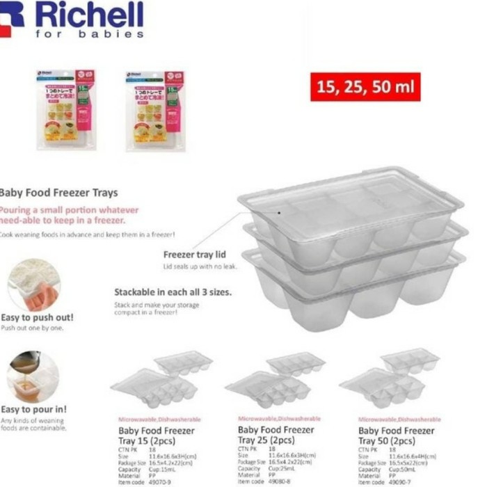 RICHELL Baby Food Freezer Tray Baby Cubes Tempat Makanan Bayi Beku