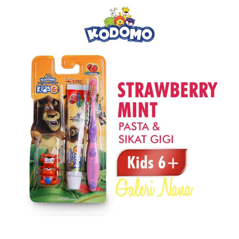 KODOMO Pasta & Sikat Gigi 2in1 Kids 6+ Madagascar