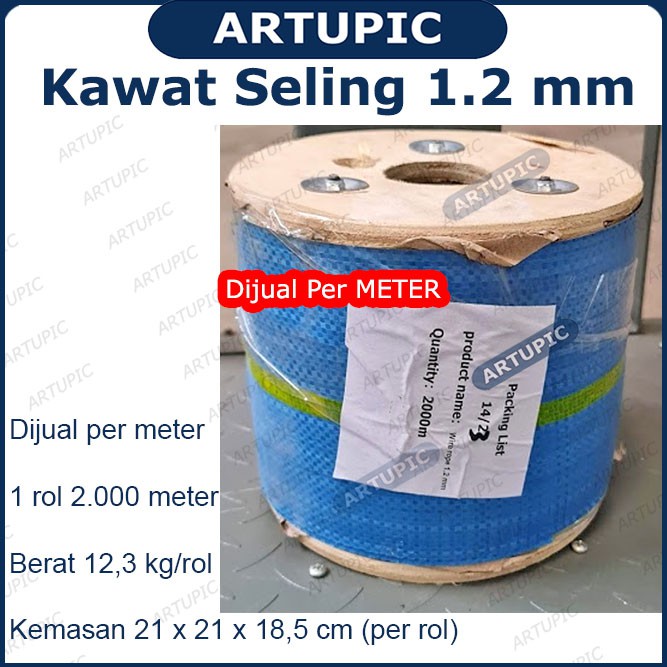 Kawat Seling 1.2 mm Kawat Selling Sling Baja Galvanise Wire Rope 1.2mm Cocok Pulley Katral Handwinch