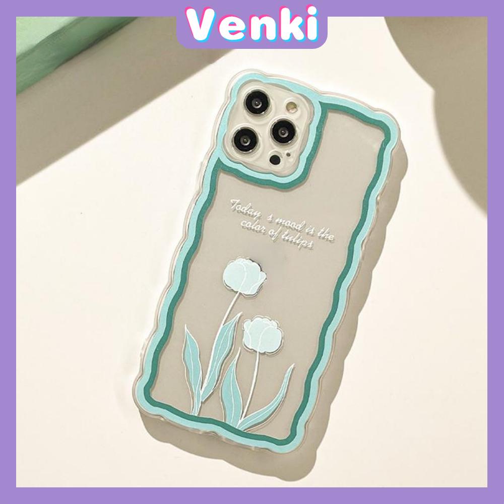 iPhone Case Silicone Soft Case Clear Case Wave Airbag Shockproof Camera Cover Protection Green Flower Compatible For iPhone 11 iPhone 13 Pro Max iPhone 12 Pro Max iPhone 7 Plus xr