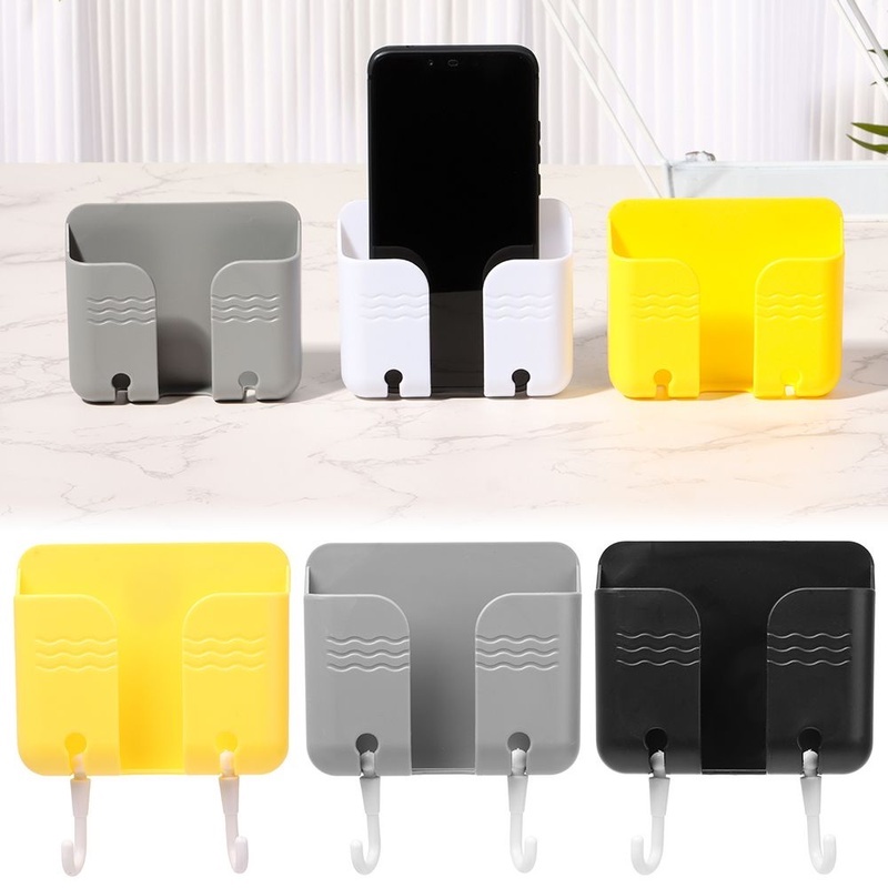 [Nail-Free Wall Mounted Organizer Storage Box] [Multifunction Remote Control Mounted Mobile Phone Plug Wall Holder]