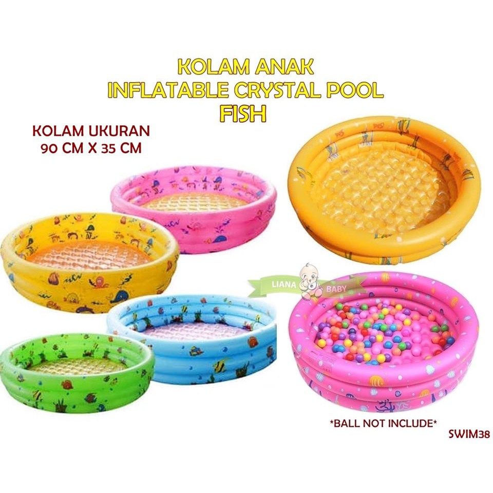 SWIM38 KOLAM ANAK INFLATABLE CRYSTAL POOL FISH SIZE 90 CM &amp; 100 CM