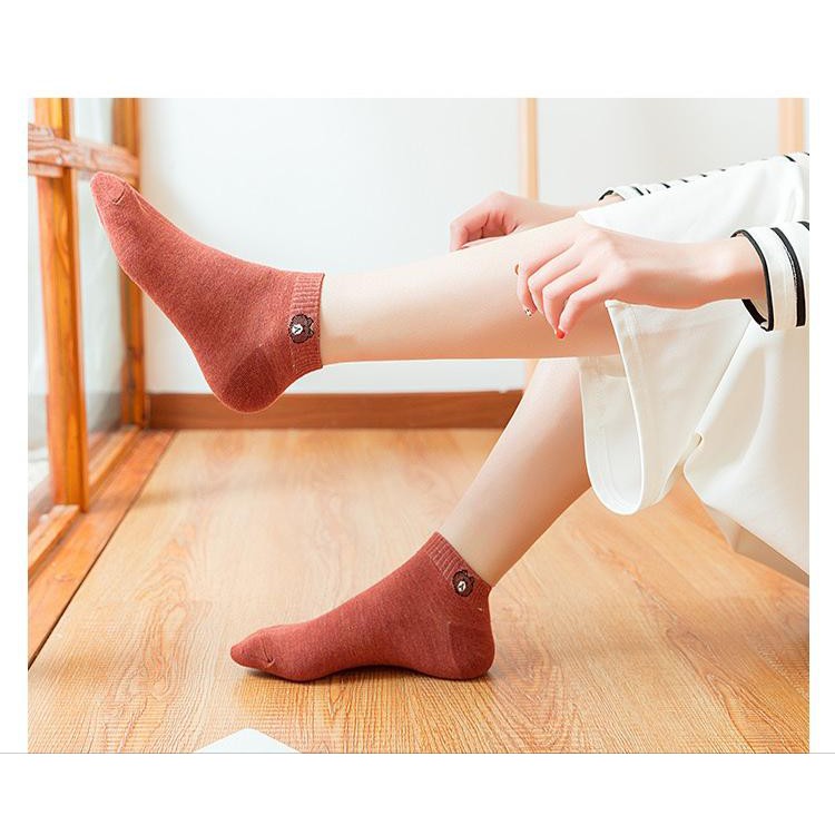 INDOMINI Kaos Kaki Ankle Beruang Kaos Kaki Pendek Semata Kaki Motif Brown Line Unisex R109-5