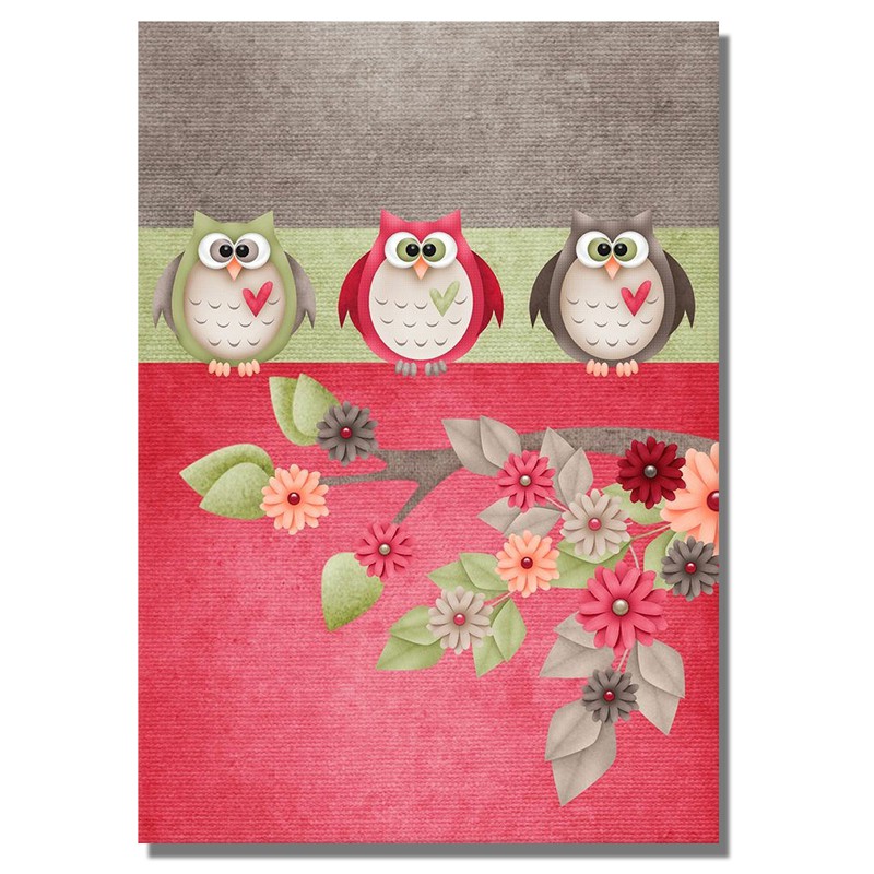 Wall Art Poster A3 Hiasan/lukisan Dinding Owl 4 Kanvas/canvas 30x42 cm