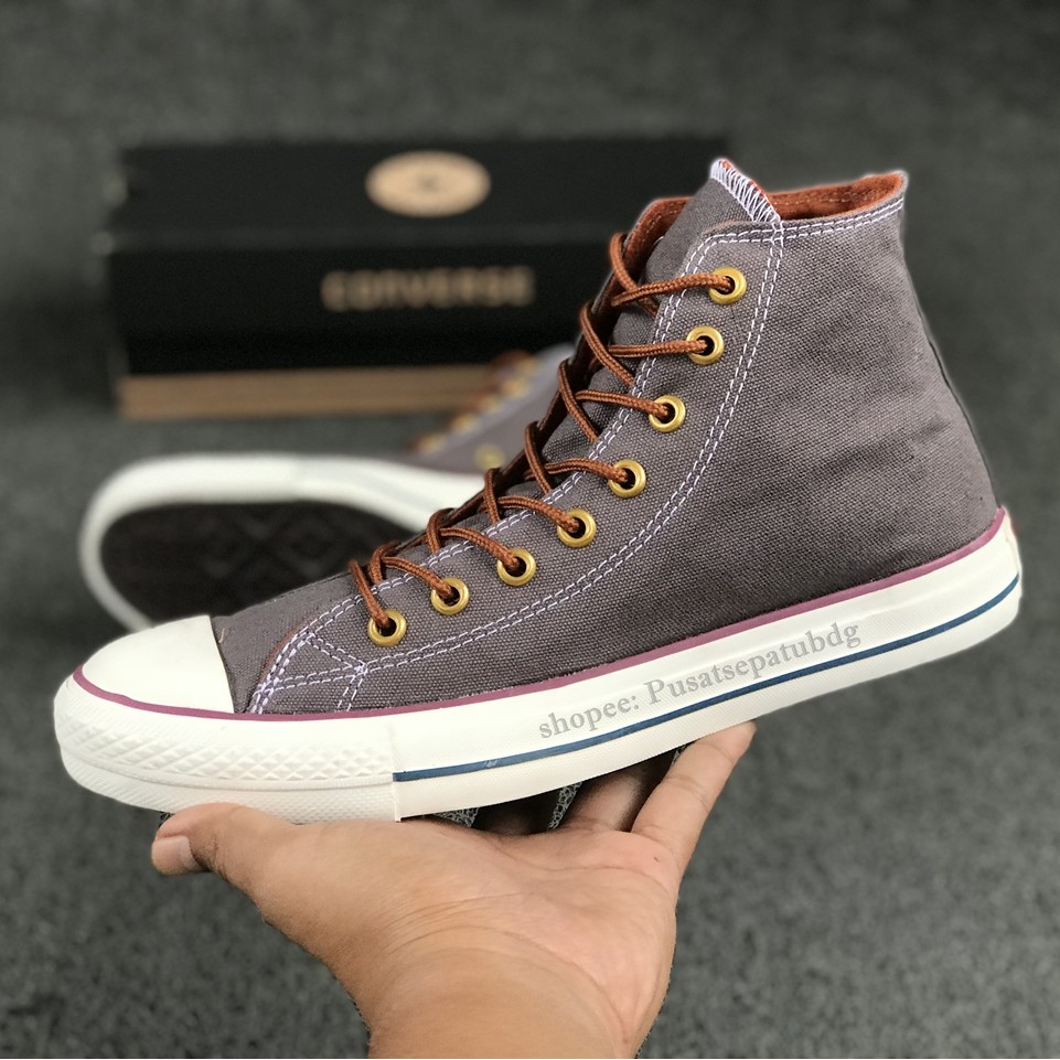 (BAYAR DITEMPAT) Converse Premium Tali Tan High Grey