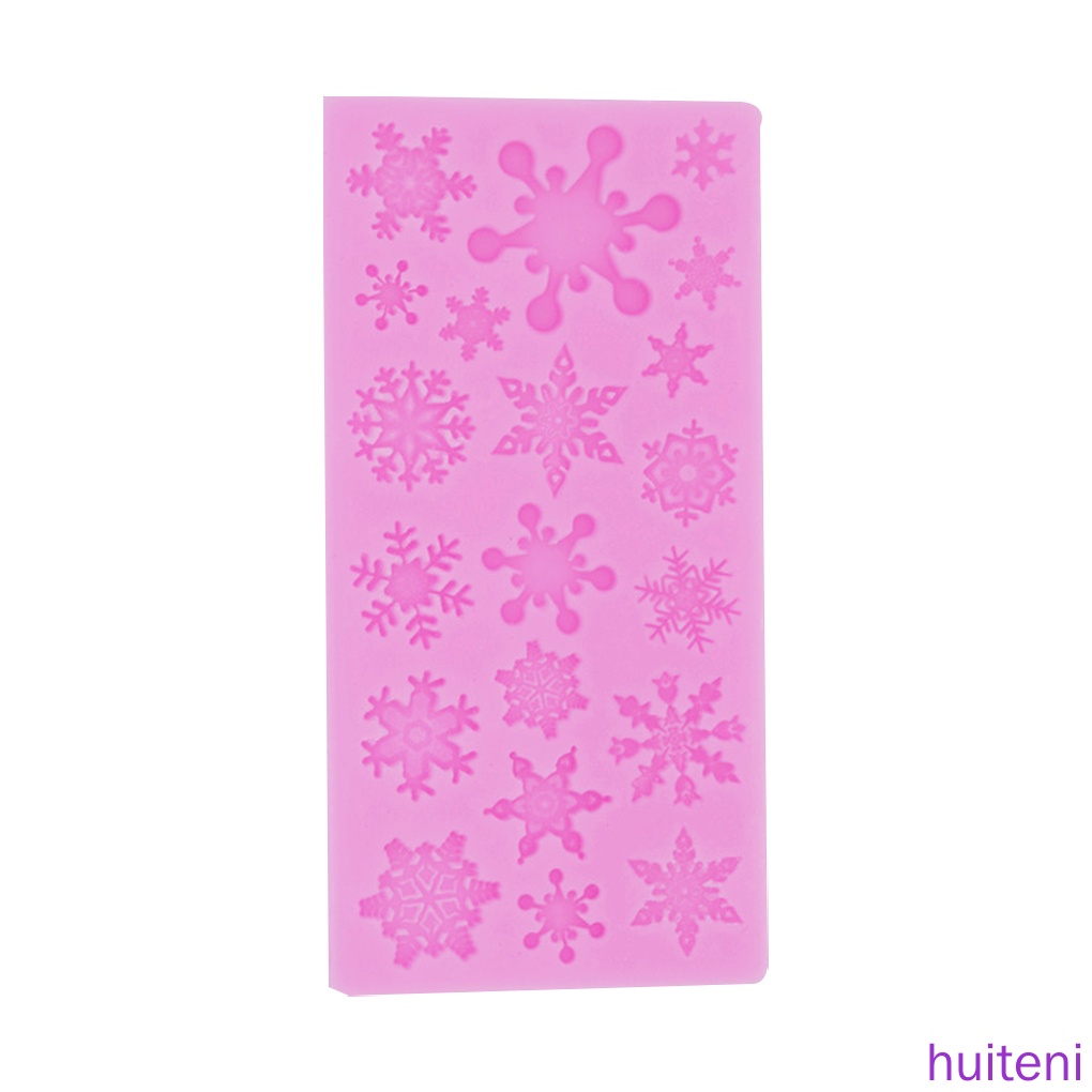 Cetakan Coklat Bentuk Kepingan Salju Tema Natal Bahan Silikon Anti Lengket Warna Pink