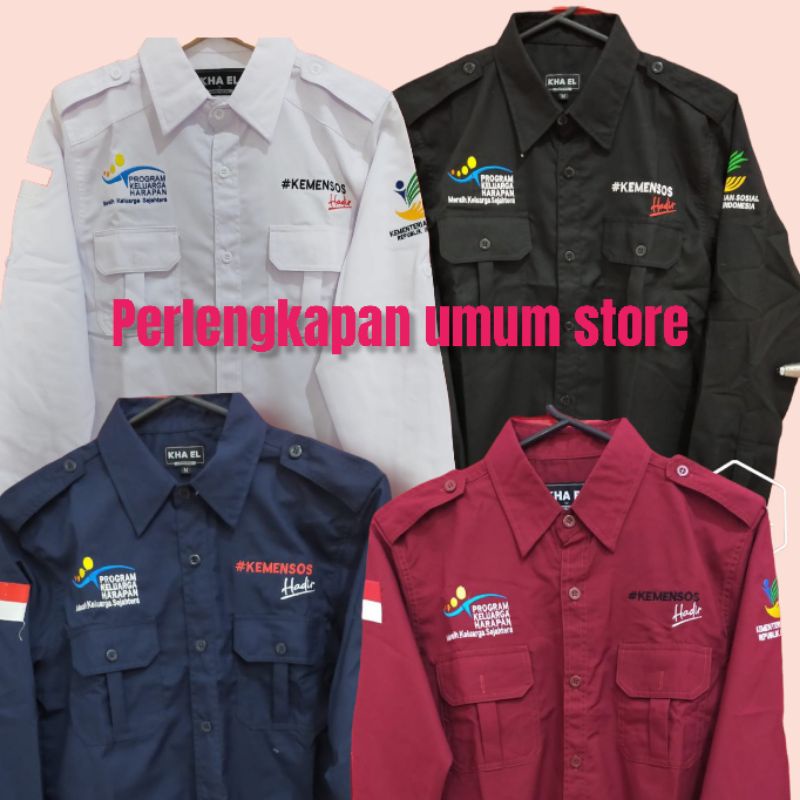 KEMEJA KEMENSOS HADIR DAN PKH LENGAN PANJANG/KEMEJA KEMENSOS RI/KEMEJA PKH LENGAN PANJANG