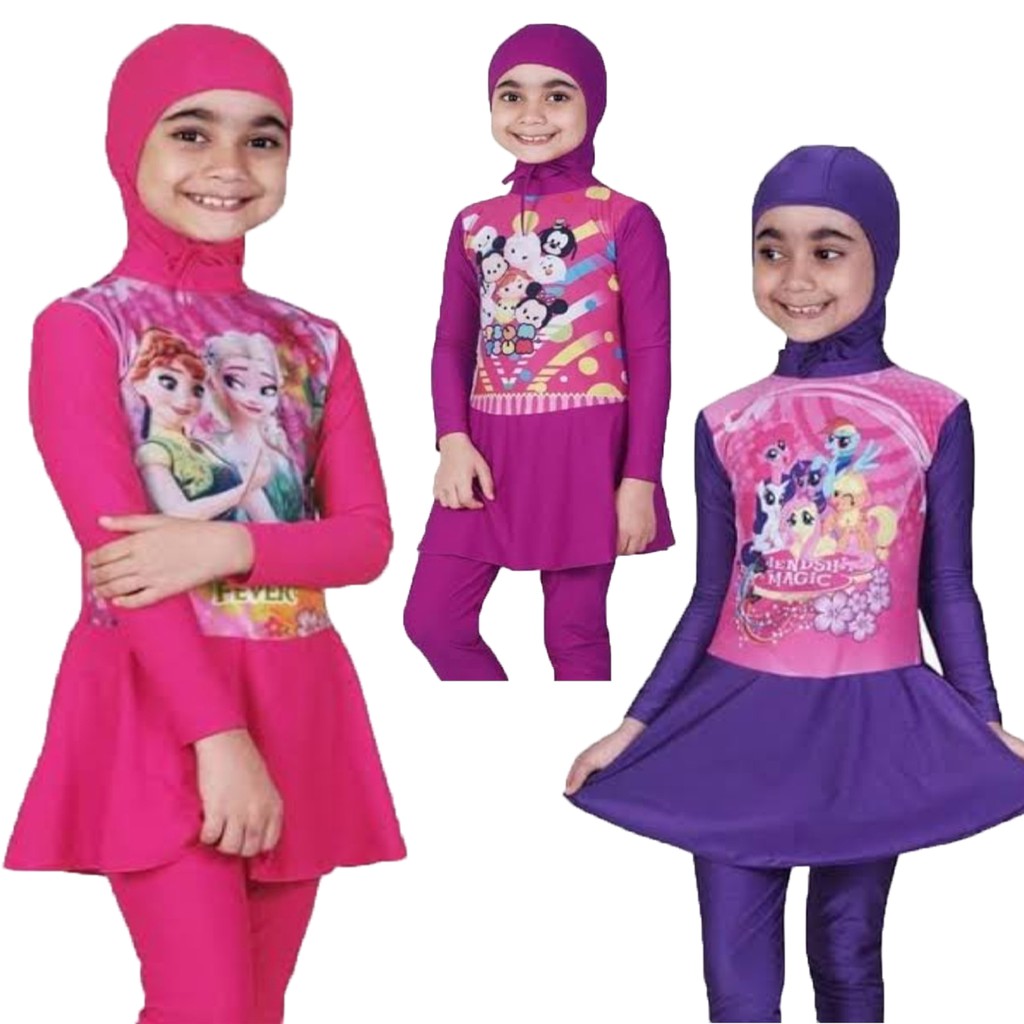 Baju Renang Anak Muslim - Baju Renang Anak Cewek 3 4 5 6 7 Tahun - Renang Anak Perempuan Muslimah