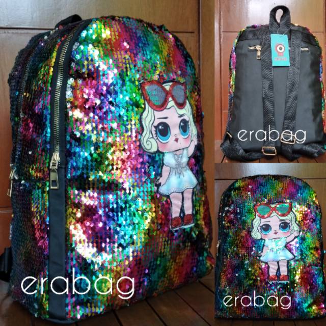 Tas sequin LOL tas ransel sekolah anak character