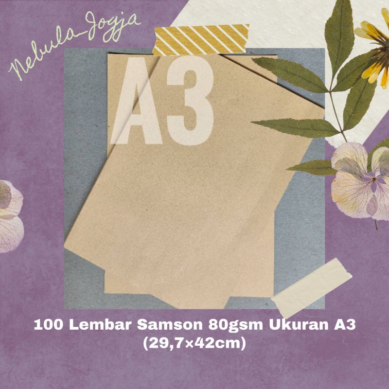 

100 Lembar Kertas Samson Coklat 80gsm Ukuran A3 Kertas Packing Craft Wrapping Paper Kertas Roti