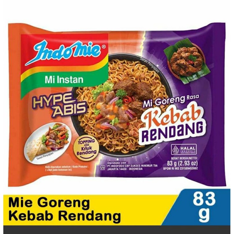 

INDOMIE MIE GORENG HYPE ABIS KEBAB RENDANG 83 GRAM