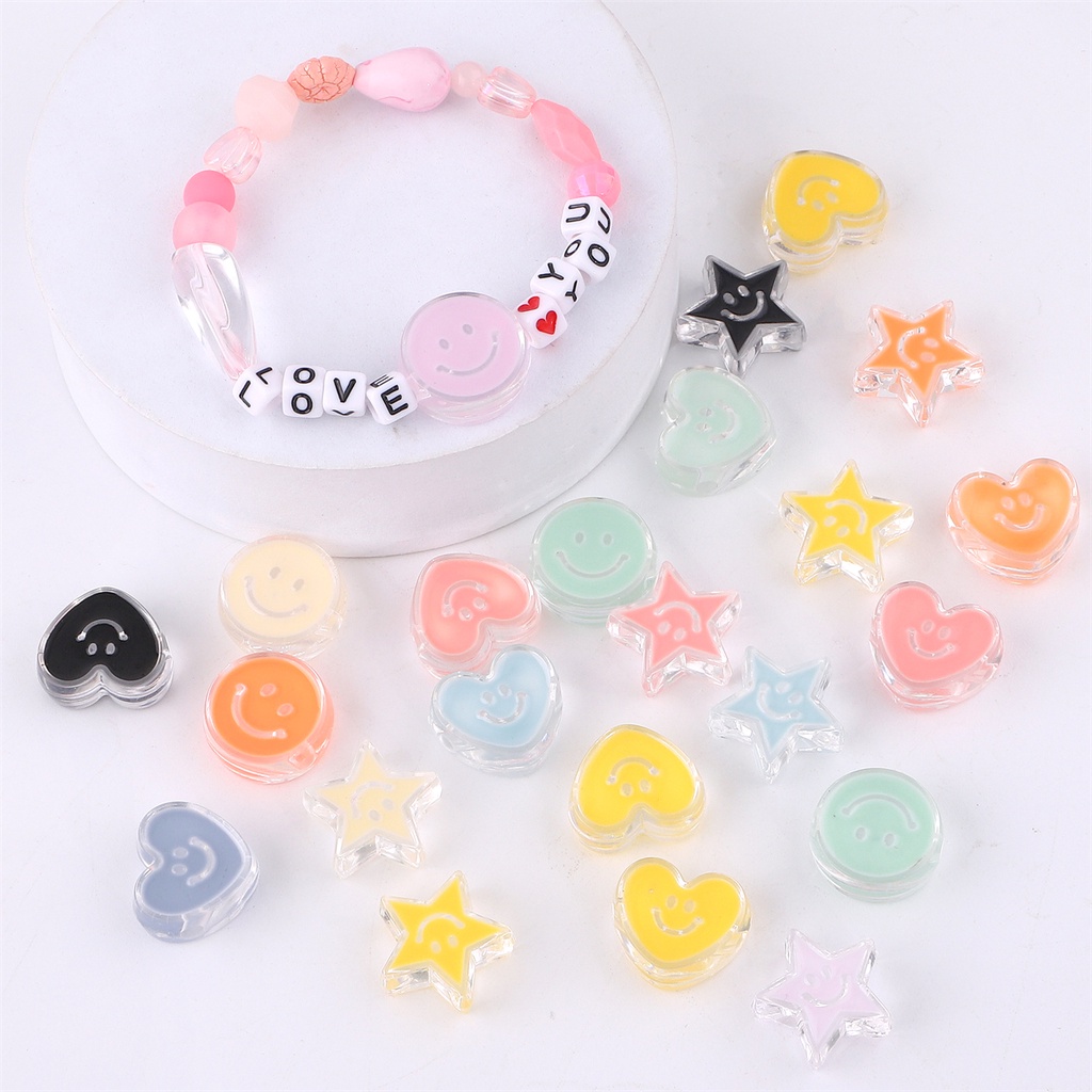 4 pcs Acrylic Smiley Drip Aksesori Untuk Membuat Perhiasan Buatan Tangan DIY Gelang Kalung Gantungan Kunci Aksesori