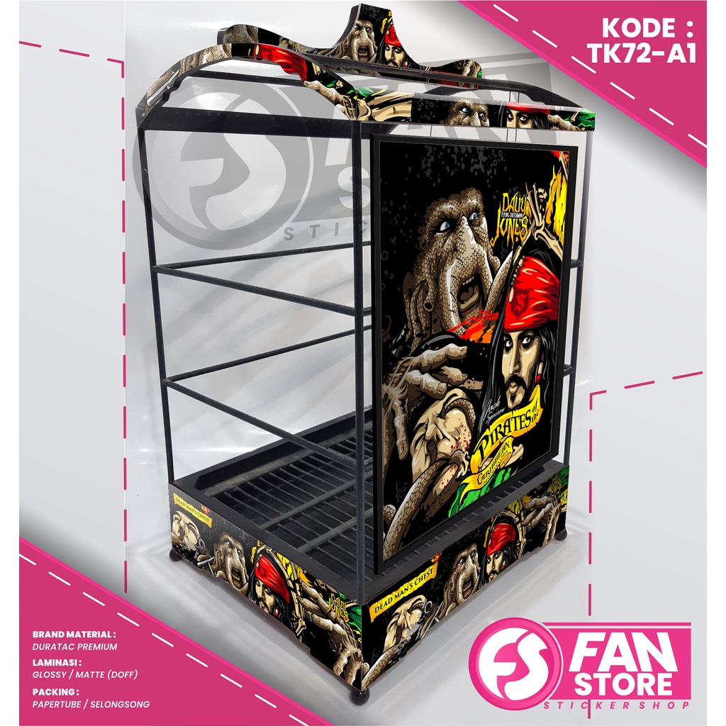 DECAL SANGKAR KENARI KOTAK EBOD JAYA - STIKER DECAL SANGKAR BURUNG KENARI KOTAK HITAM