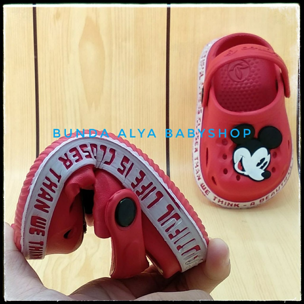 Sendal Anak Laki Usia 1 2 3 4 5 6 Tahun Lucu Karet Elastis - Sepatu Sandal Anak Cowok Karet MERAH Size 18-29 Karet Anti Licin