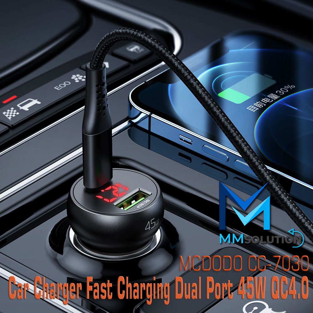 MCDODO CC-7030 Car Charger Mobil FAST Charging Dual Port 45W QC 4.0