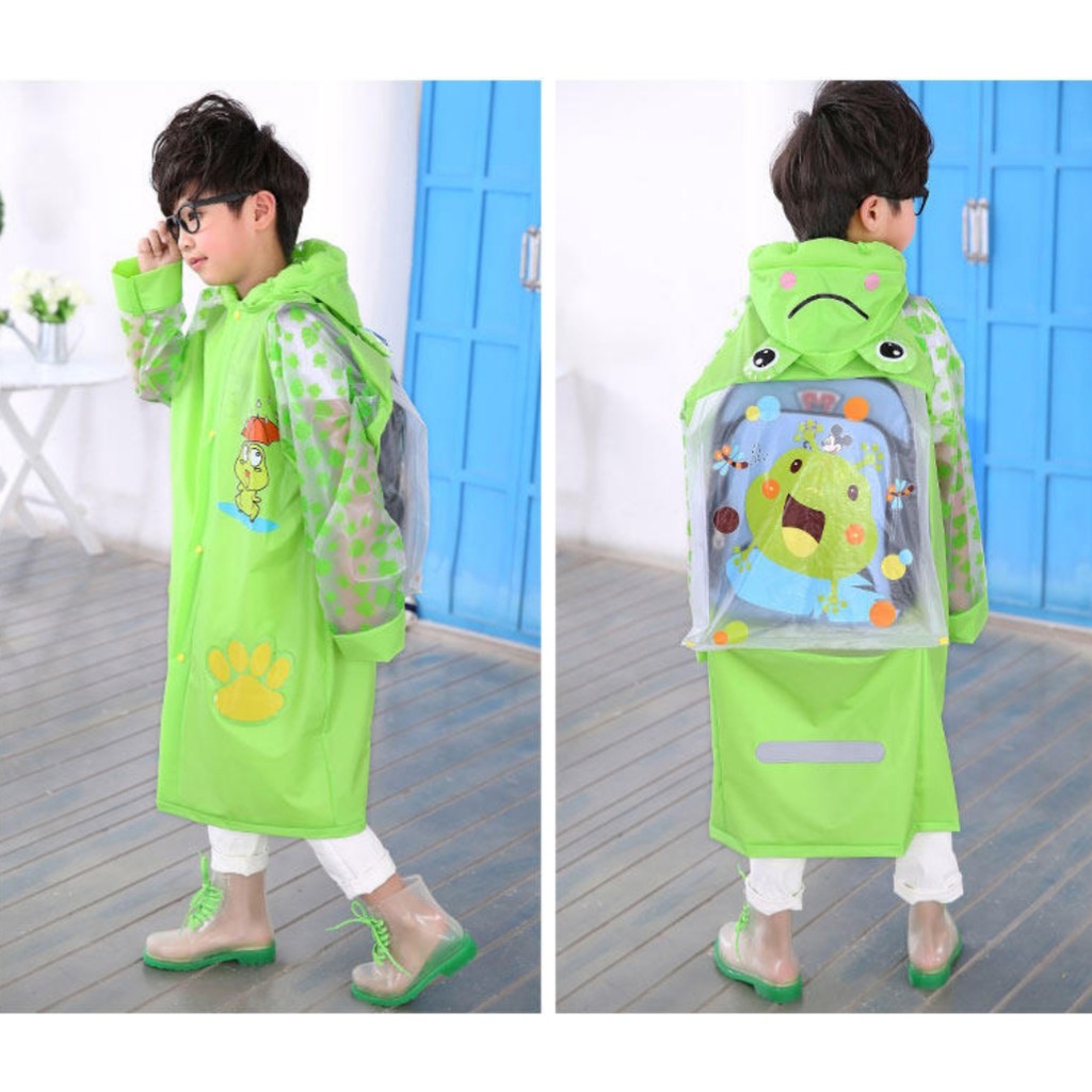 Jas Hujan Anak Raincoat Backpack Mantel Hujan Terusan Anak Karakter